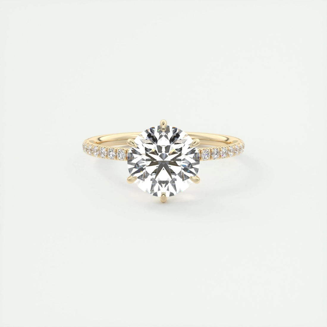 2.0 Ct  Round Cut Pave Moissanite  Diamond Engagement Ring