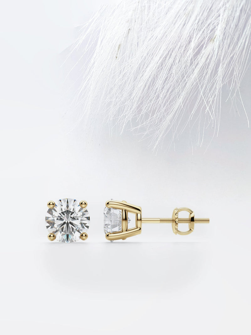 Round Cut Moissanite Stud Diamond Earrings for Women