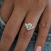 1.50ct Oval Cut Moissanite Three Stone Heart Accent Diamond Engagement Ring