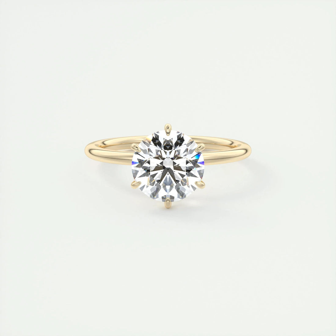 2.15 Ct Round Solitaire Flush Stacking Moissanite Diamond Engagement Ring