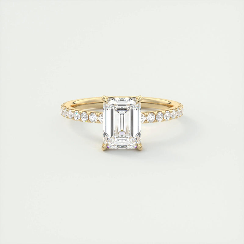 2.0 Ct Emerald Pavé Moissanite Diamond Engagement Ring