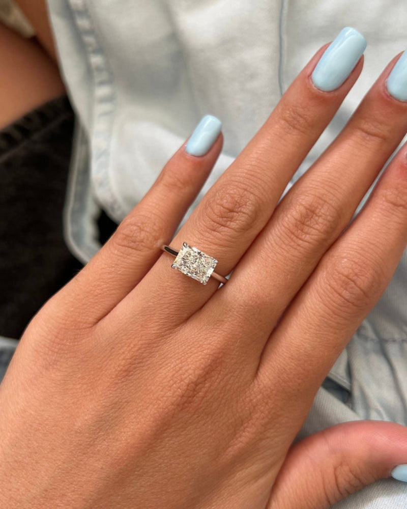 1.0-3.0 CT Radiant CVD Diamond Solitaire Engagement Ring