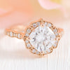 2.30CT Cushion Moissanite Vintage Halo Engagement Ring