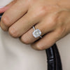 4.65CT Crushed Ice Cushion Moissanite Hidden Halo Pave Setting Engagement Ring