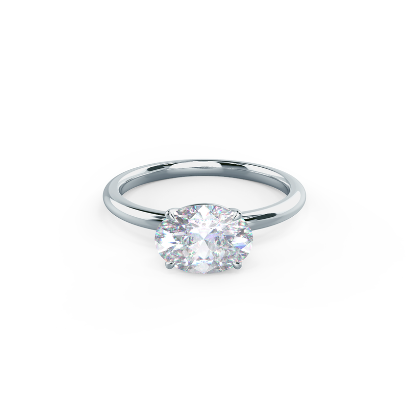 2.0ct East-West Oval Cut Moissanite Solitaire Engagement Ring