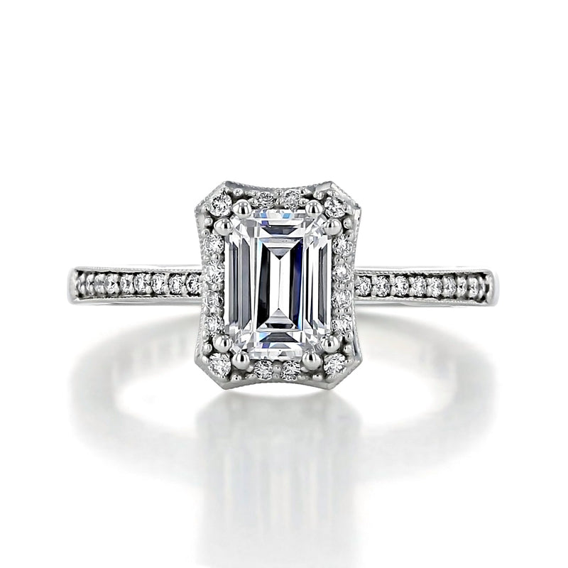 1.60CT Emerald Cut Double Prong Setting Moissanite Engagement Ring