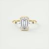 2.4 Ct Emerald Three Stone Half Bezel Solitaire Moissanite Engagement Ring