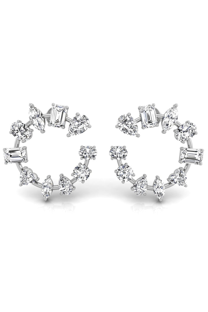 All Shaped Diamond Circle Moissanite Earrings for Her