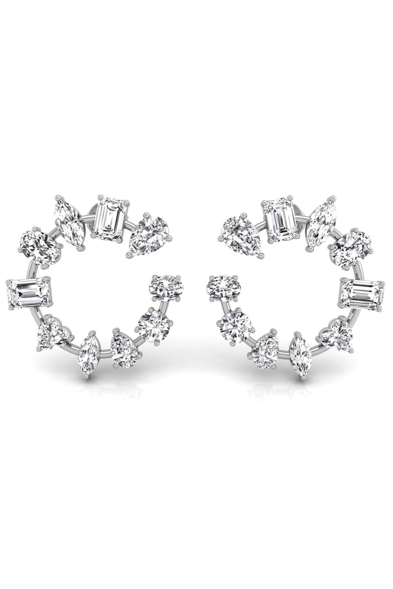 All Shaped Diamond Circle Moissanite Earrings for Her