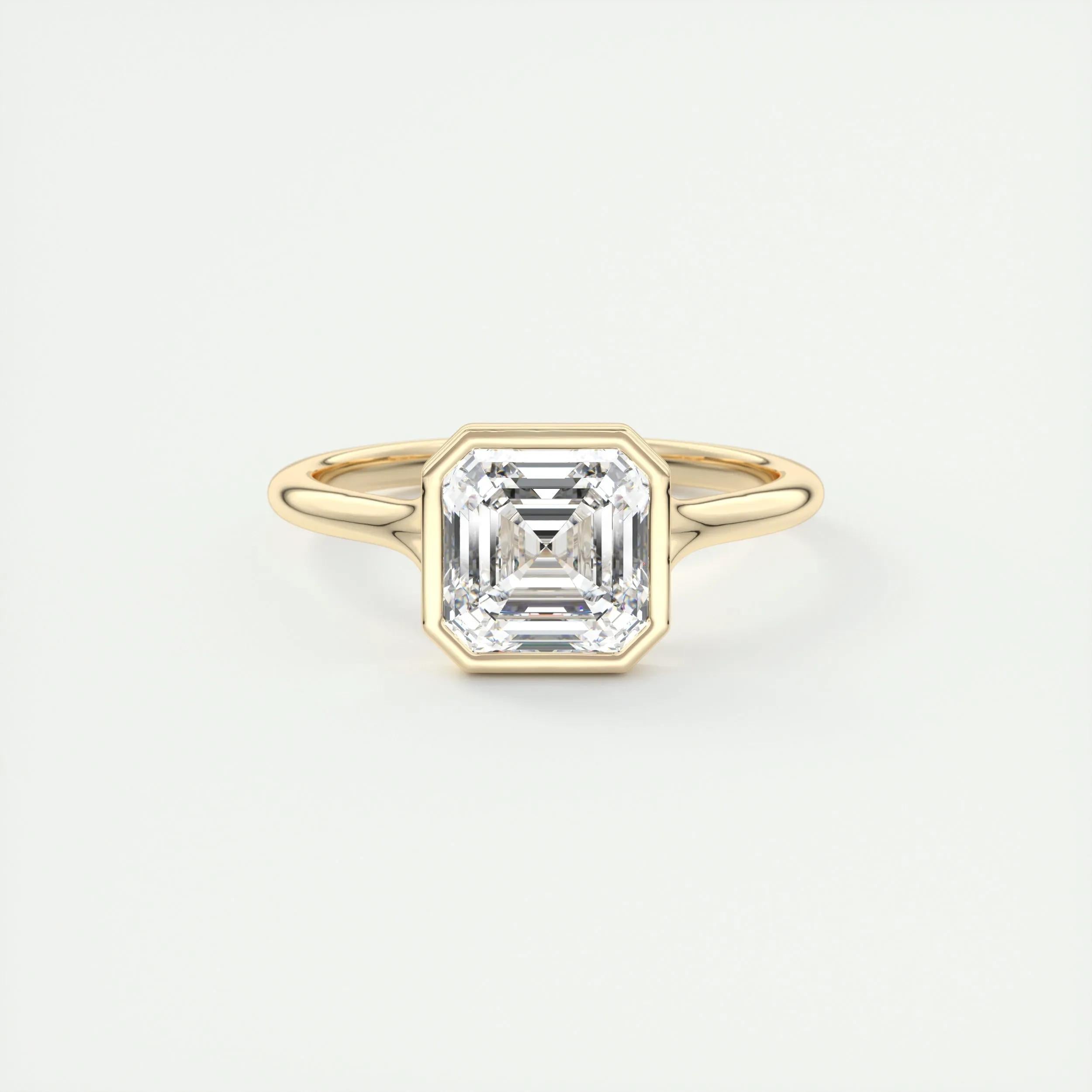 2.0 Ct Asscher Bezel Solitaire Moissanite Engagement Ring