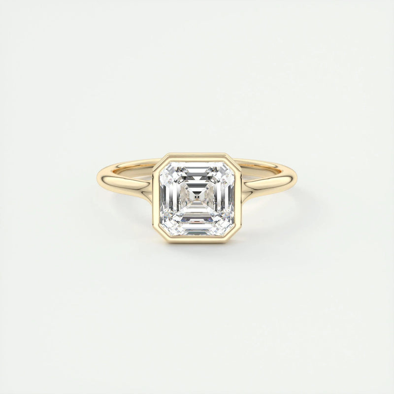 2.0 Ct Asscher Bezel Solitaire Moissanite Engagement Ring