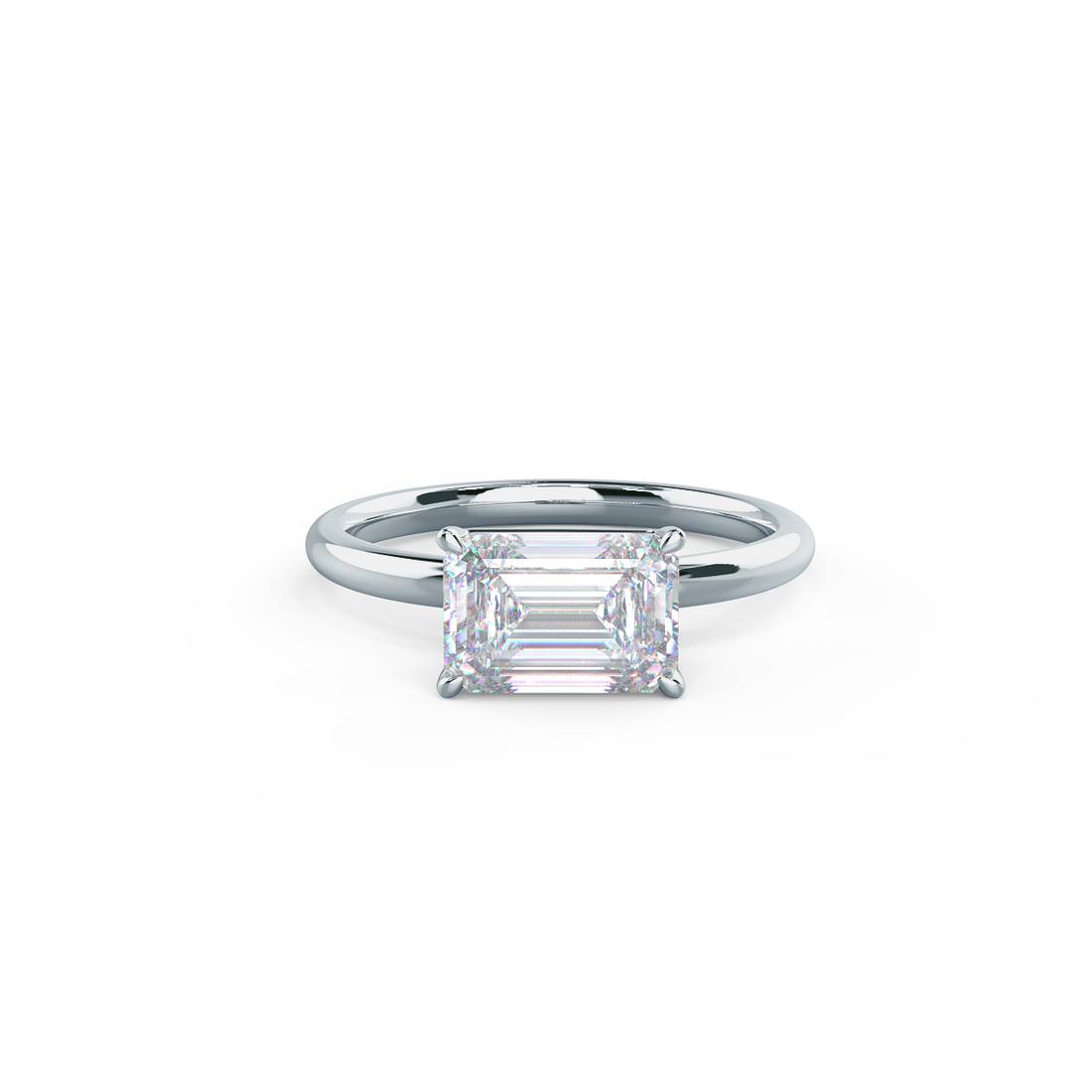 1.75ct East-West Emerald Cut Moissanite Solitaire Engagement Ring