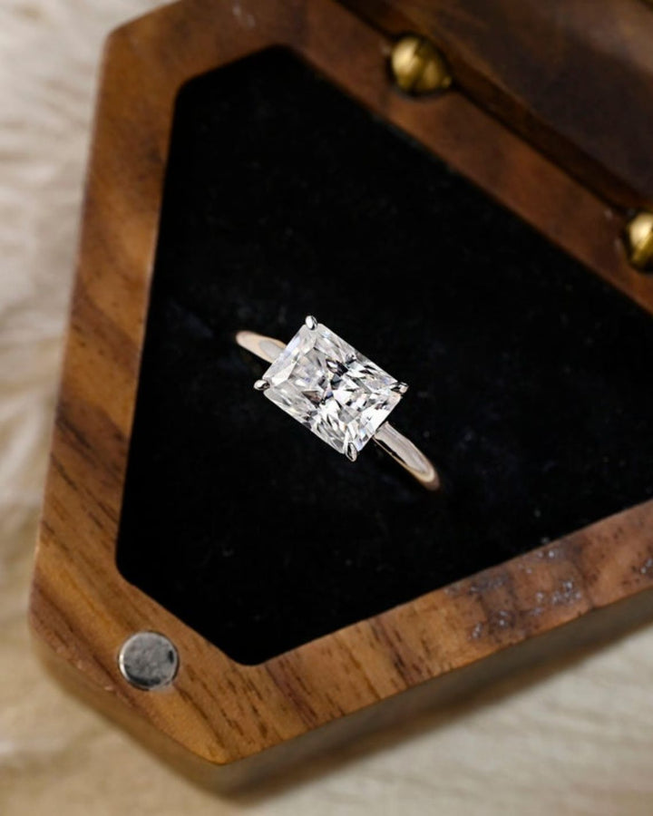 1.0 - 3.0 CT Radiant CVD Diamond Solitaire Engagement Ring
