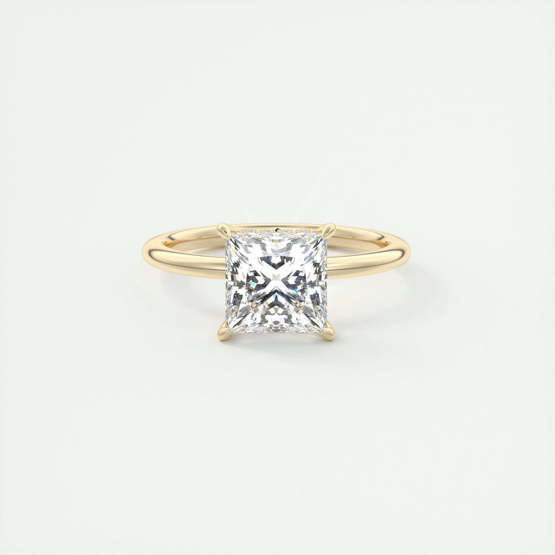 2.5 Ct Princess solitaire with Hidden Halo Moissanite Diamond Engagement Ring