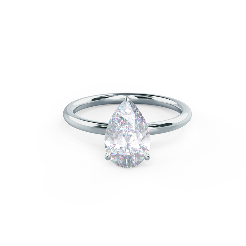 2.0ct Pear Cut Moissanite Solitaire Engagement Ring