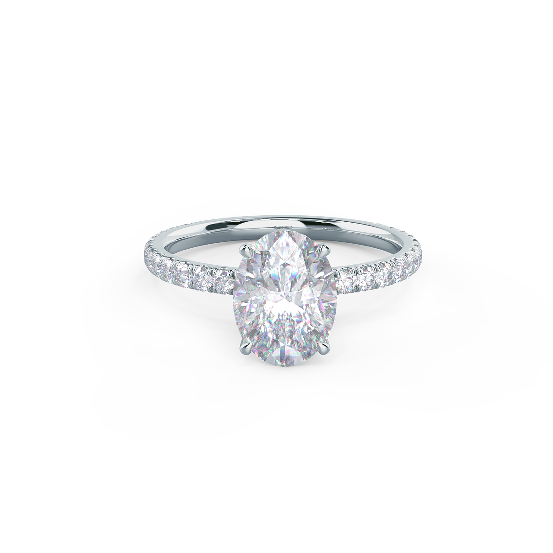 2.25CT Oval Moissanite Solitaire Pave Setting Engagement Ring
