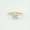 2.0 Ct Cushion Solitaire With Hidden Halo Moissanite Diamond Engagement Ring