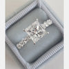 2.0ct Princess Moissanite Solitaire Pave Setting Diamond Engagement Ring