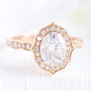 2.0CT Oval Cut Moissanite Vintage Halo Engagement Ring