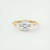 3.2 Ct Cushion Baguette Three Stone Moissanite Diamond Engagement Ring