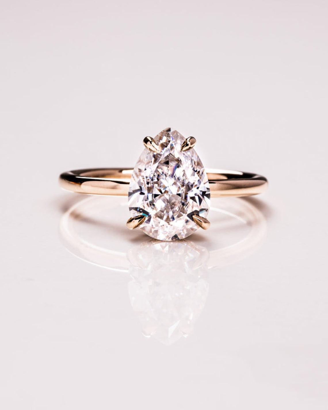 1.09 - 3.09 CT Pear CVD Diamond Hidden Halo Engagement Ring