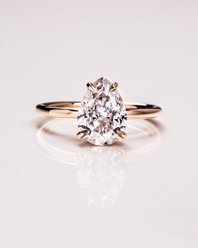 1.09 - 3.09 CT Pear CVD Diamond Hidden Halo Engagement Ring