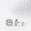 Round Cut Moissanite Double Halo Diamond Earrings in White Gold
