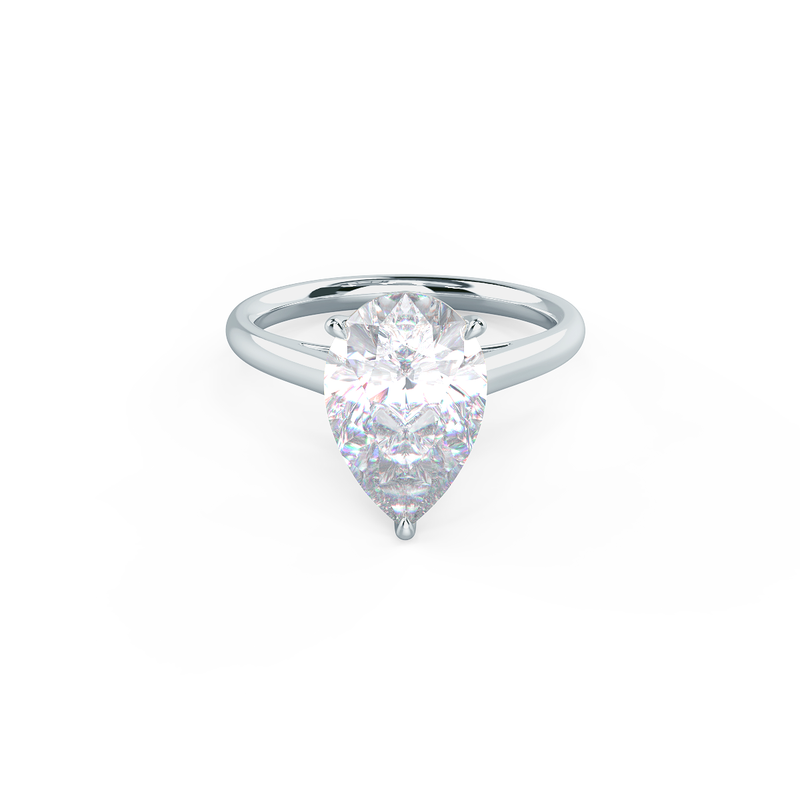 4.0ct Pear Cut Moissanite Solitaire Engagement Ring
