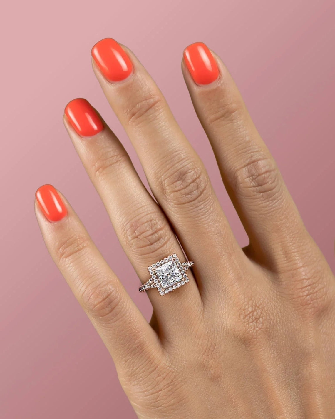 2.0 - 4.0 CT Princess Cut CVD Diamond Halo & Pave Setting Engagement Ring