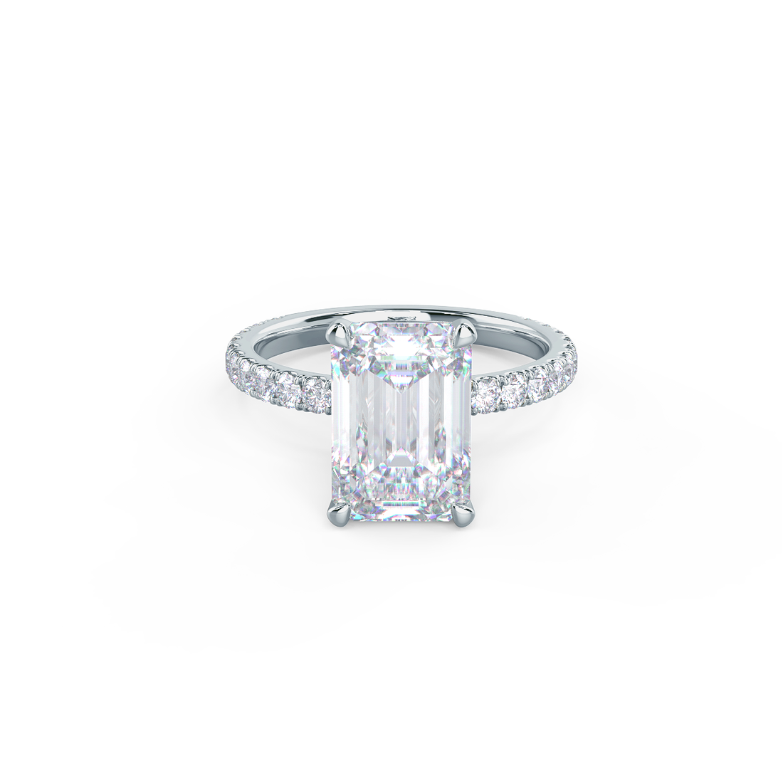 2.0CT Emerald Moissanite Pave Setting Engagement Ring