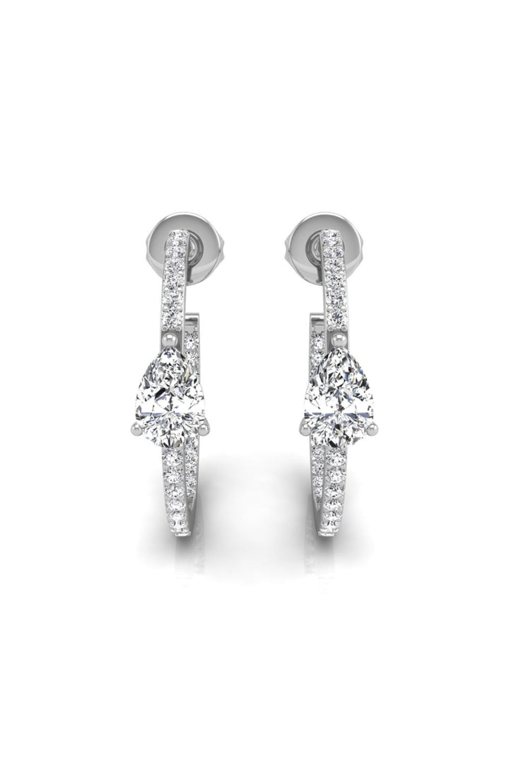 Pear & Round Cut Moissanite Diamond Hoop Earrings for Her