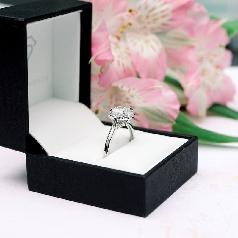 2.0CT Cushion Cut Moissanite Halo Engagement Ring