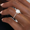 1.0 - 3.0 CT Round Cut CVD Diamond Pave Engagement Ring
