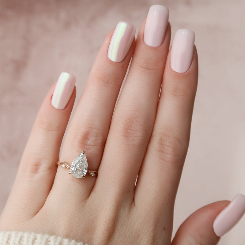 1.0 - 3.0 CT Pear Cut CVD Diamond Twig Setting Engagement Ring