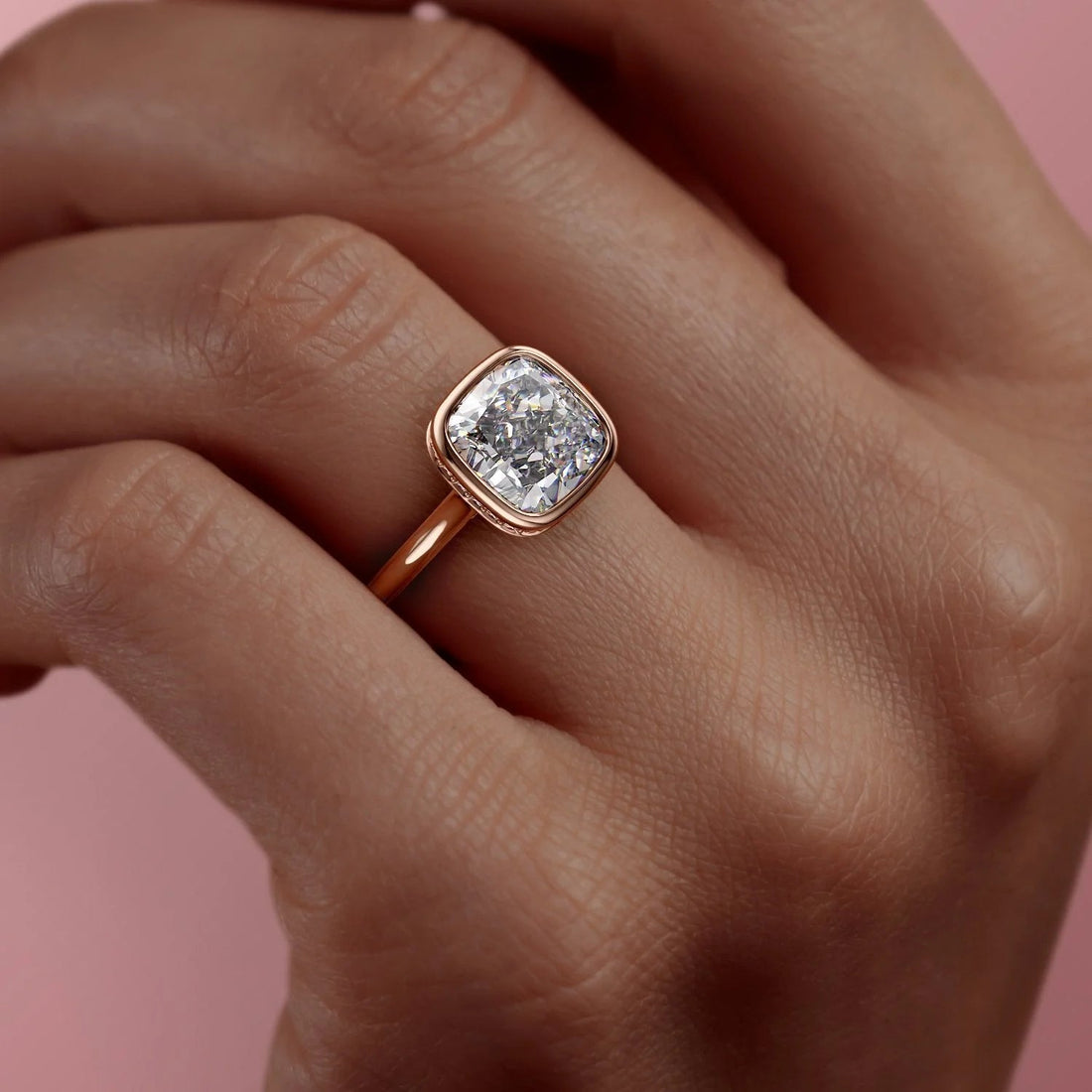 2.0 - 4.0 CT Cushion Cut CVD Diamond Hidden Halo Engagement Ring