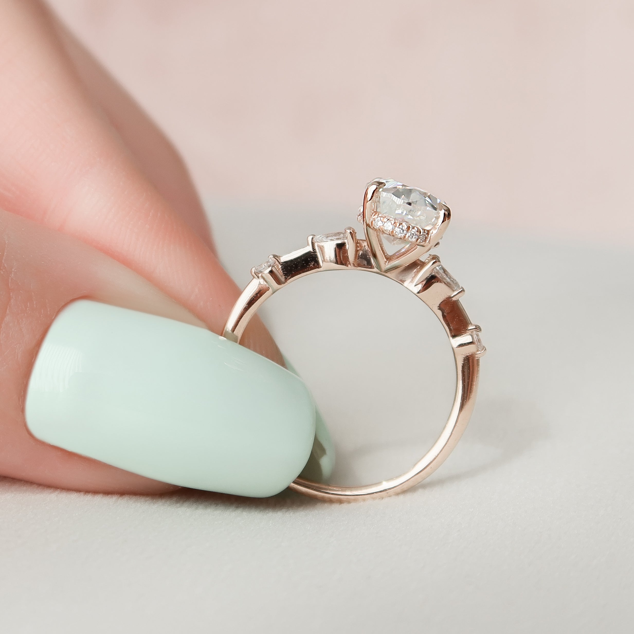 1.50 - 3.50 CT Oval Cut CVD Diamond Hidden Halo Engagement Ring