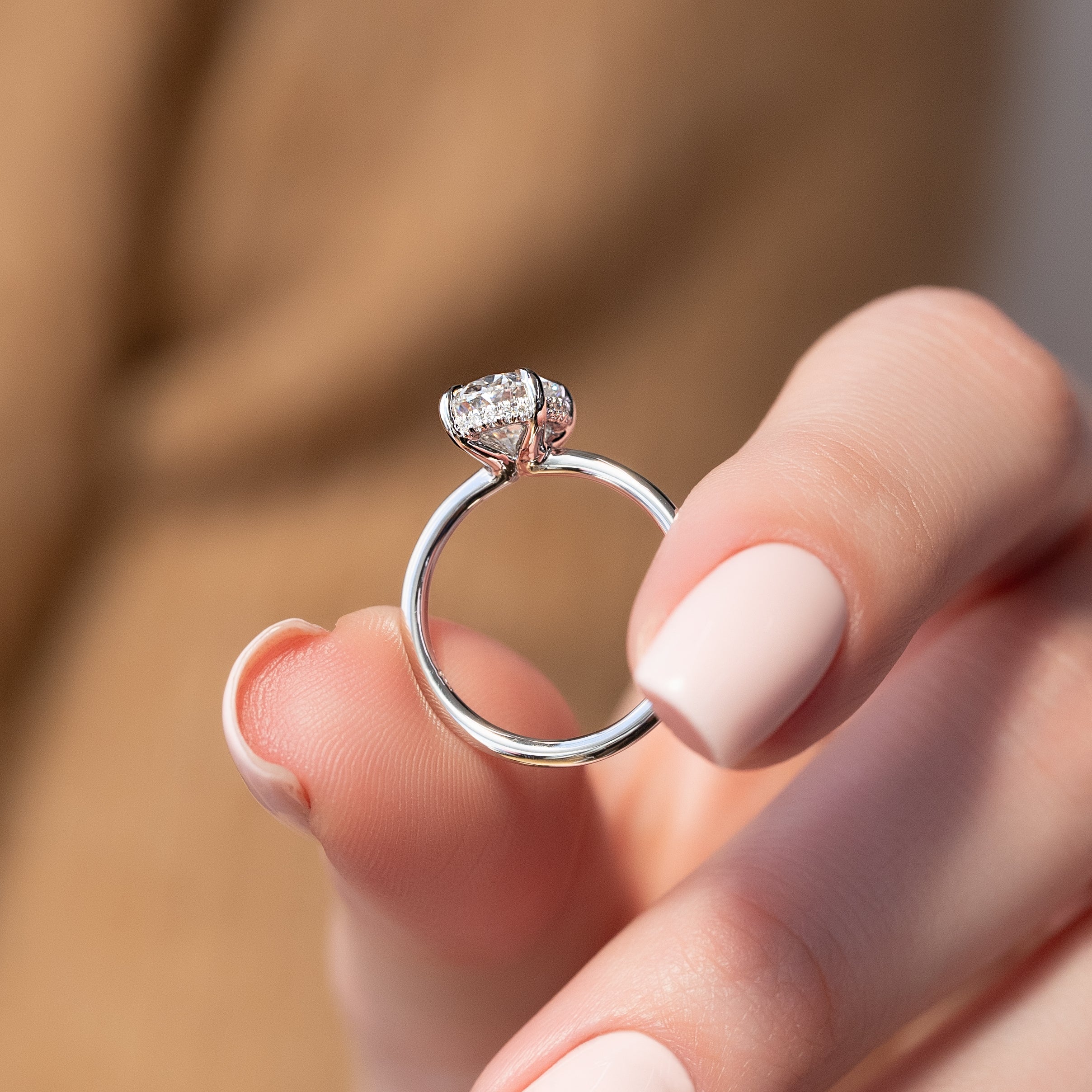 1.50 - 3.50 CT Oval  Cut CVD Diamond Hidden Halo Engagement Ring