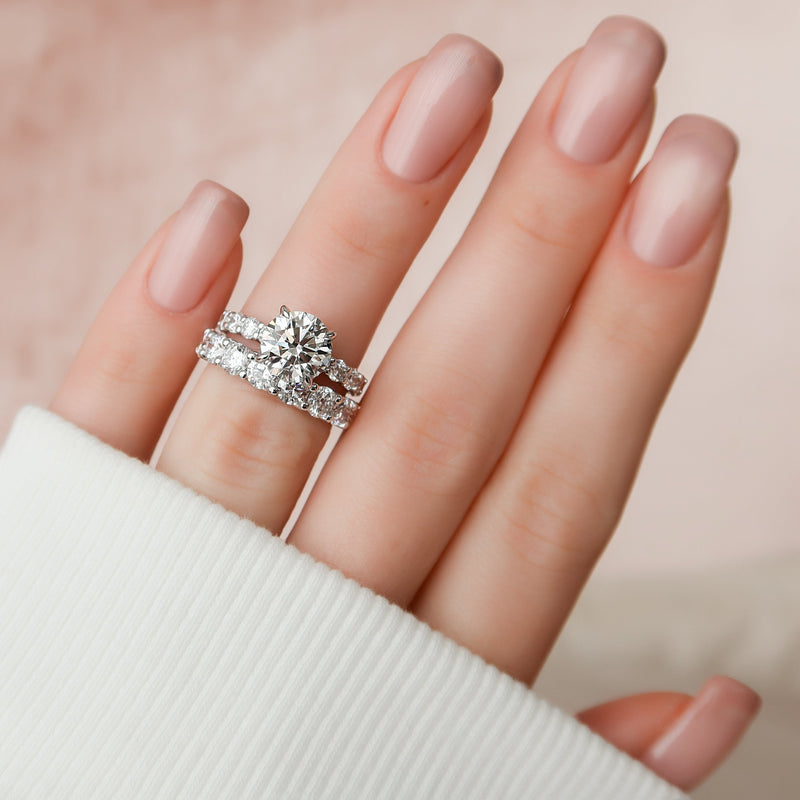 2.0 - 4.0 CT Round Cut CVD Diamond Hidden Halo & Pave Engagement Ring