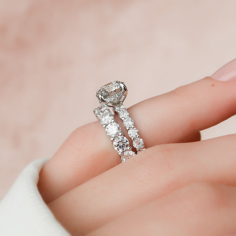 2.0 - 4.0 CT Round Cut CVD Diamond Hidden Halo & Pave Engagement Ring