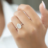 2.0 -4.0 CT Oval Cut CVD Diamond Hidden Halo & Pave Engagement Ring