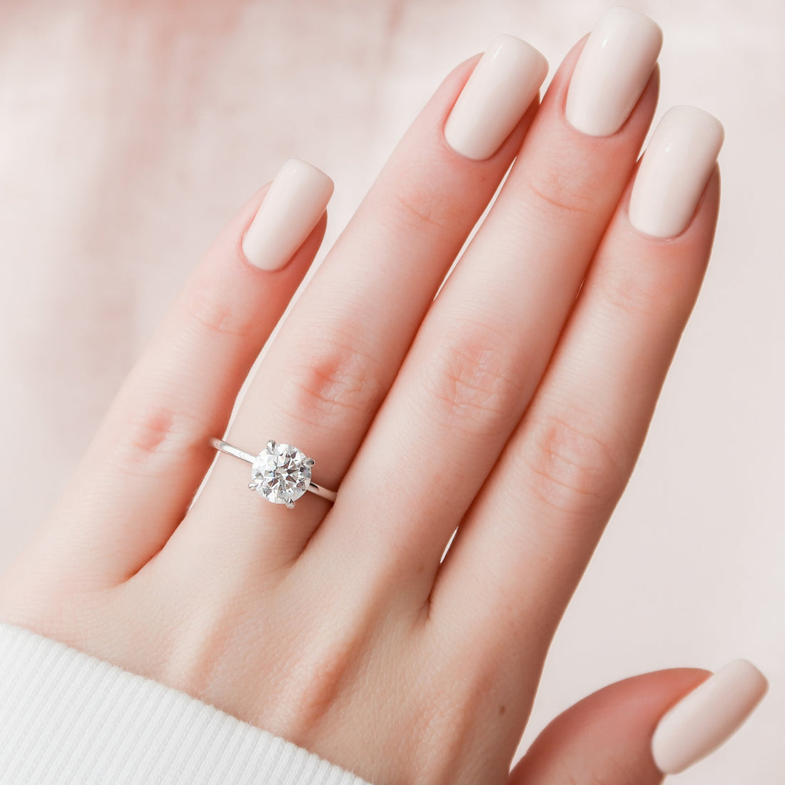 1.0 - 3.0 CT Round Cut CVD Diamond Hidden Halo Engagement Ring