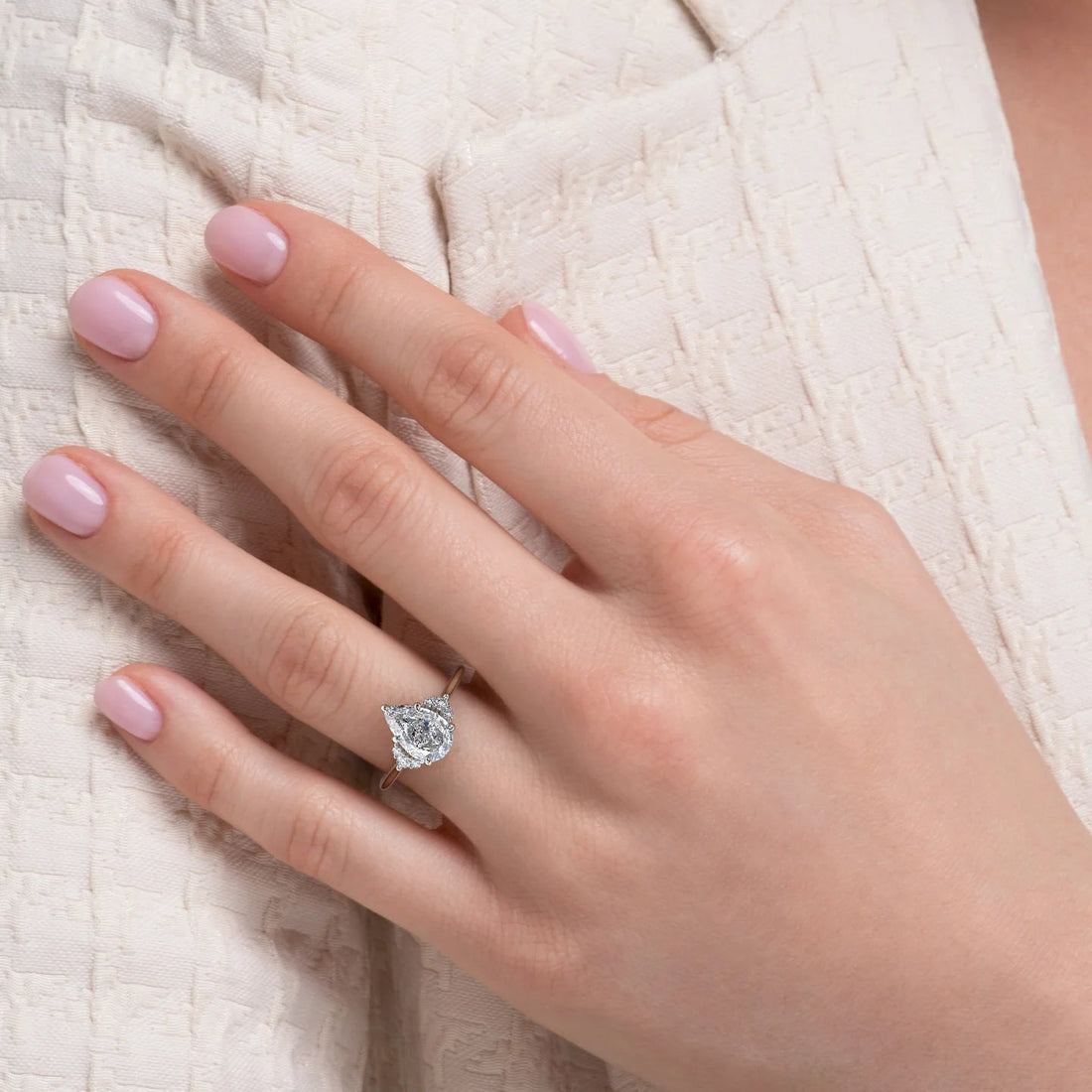 1.0 - 3.0 CT Pear Cut CVD Diamond Cluster Engagement Ring