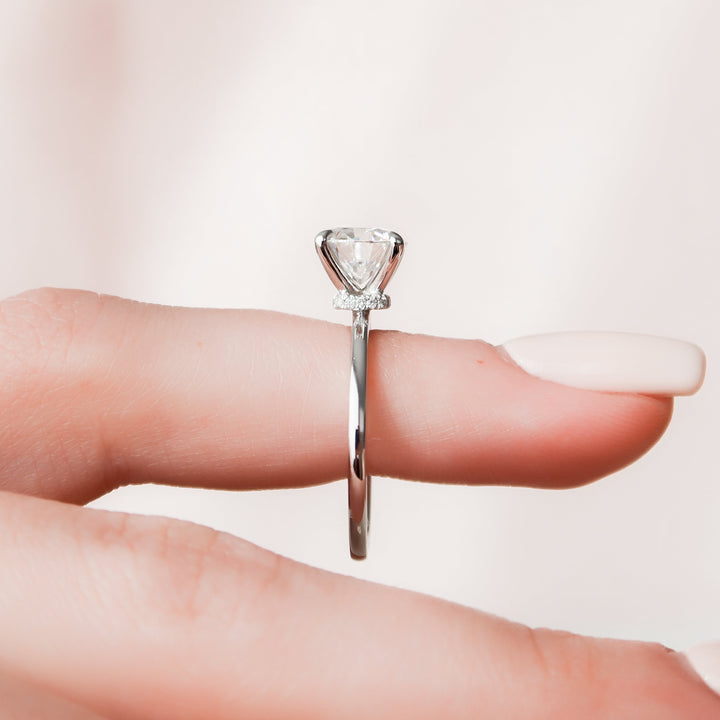 1.0 - 3.0 CT Round Cut CVD Diamond Hidden Halo Engagement Ring