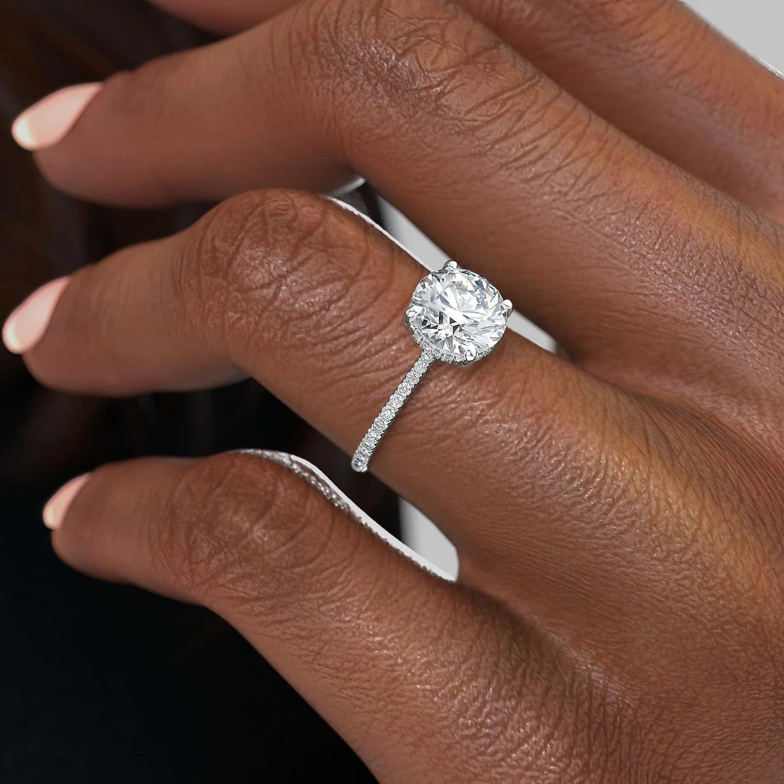 2.0 - 4.0 CT Round Cut CVD Diamond Hidden Halo & Pave Engagement Ring