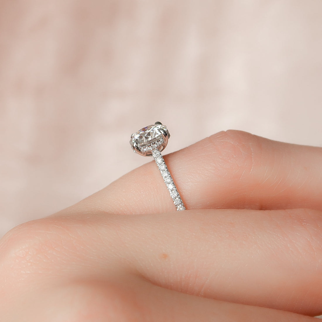2.0 - 4.0 CT Round Cut CVD Diamond Hidden Halo & Pave Setting Engagement Ring