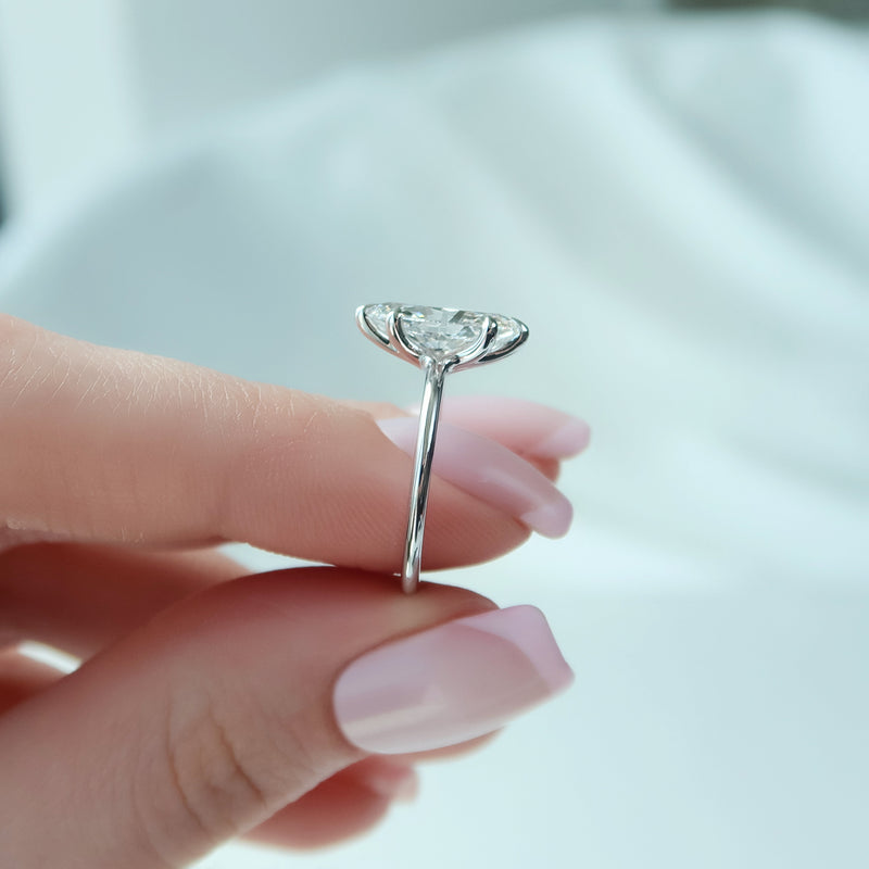 2.0 - 4.0 CT Marquise Cut CVD Diamond Solitaire Engagement Ring