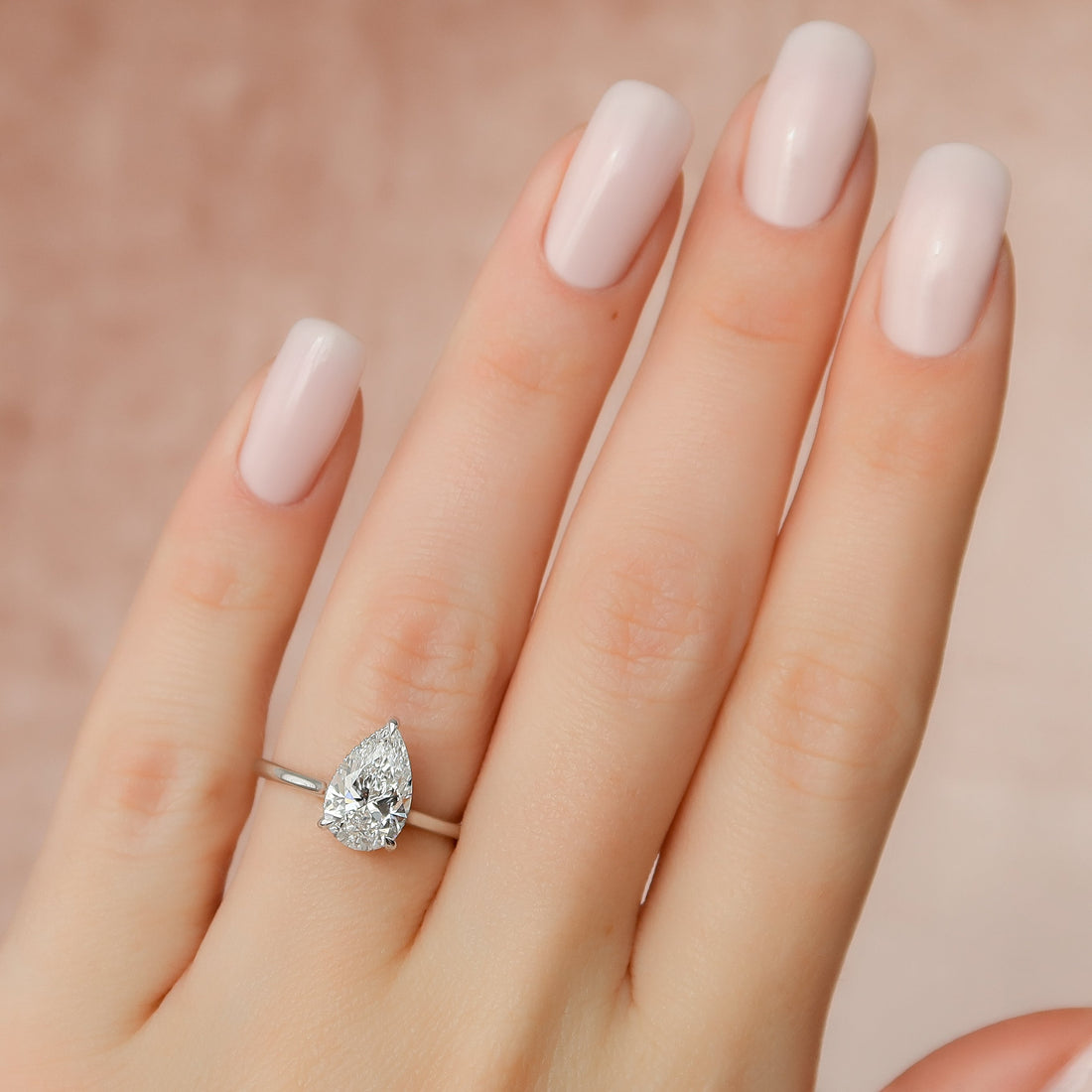 1.0 - 3.0 CT Pear Cut CVD Diamond Hidden Halo Engagement Ring
