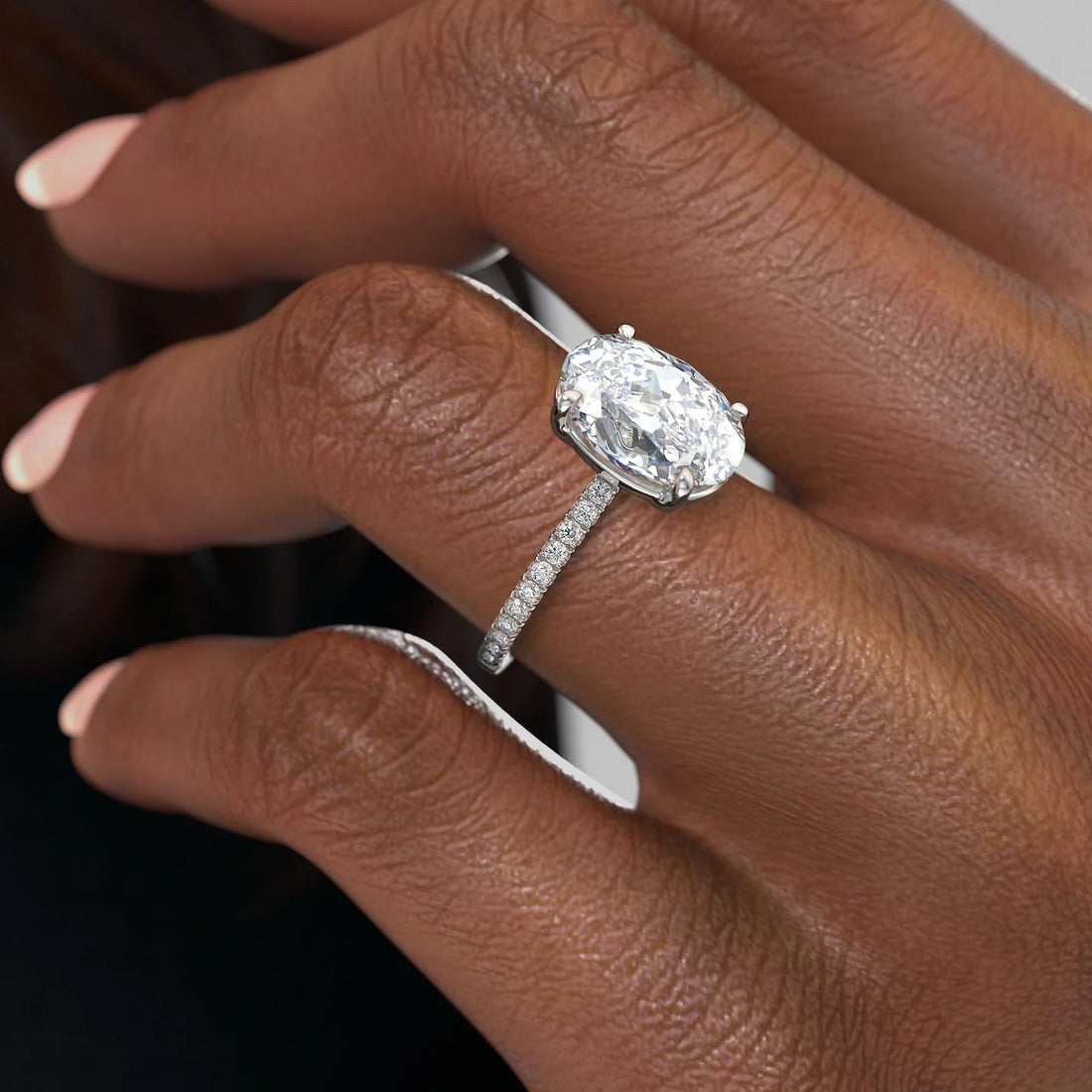 2.0 -4.0 CT Oval Cut CVD Diamond Pave Engagement Ring