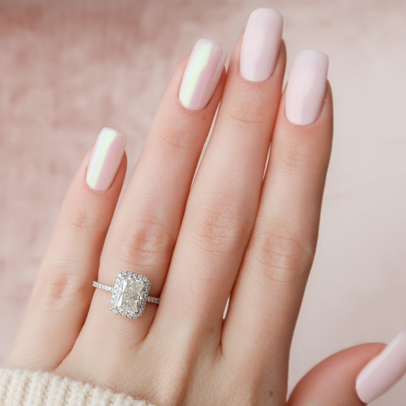 2.0 - 4.0  CT Radiant Cut CVD Diamond Halo Pave Engagement Ring