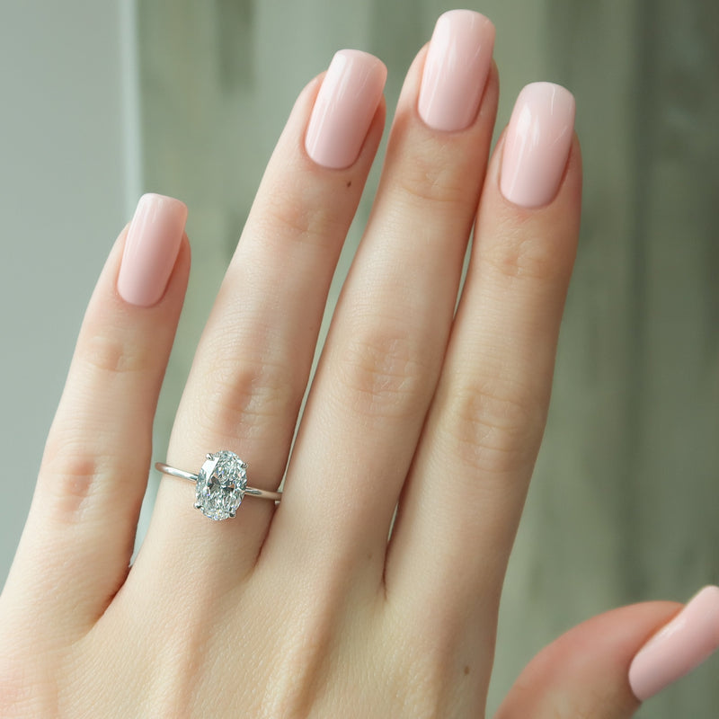 2.0 - 4.0 CT Oval Cut CVD Diamond Solitaire Engagement Ring